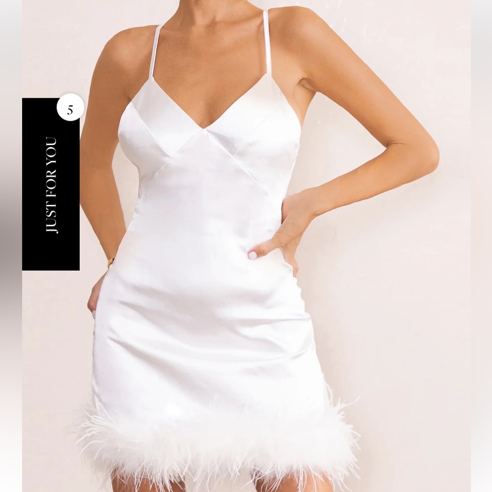 Club L London white mini dress with feathers